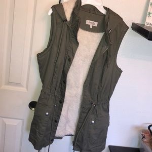 Women’s army green fur vest